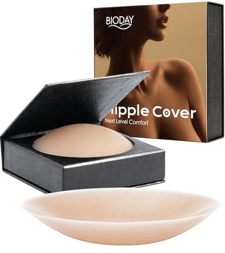 Seamless Invisible Nipple Covers for Women, 2 Pairs Reusable Ultra-thin Sticky Silicone Pasties, Washable Adhesive Breast Petals with Travel Case for Daily Wedding Swimwear Strapless Outfits - Image 1