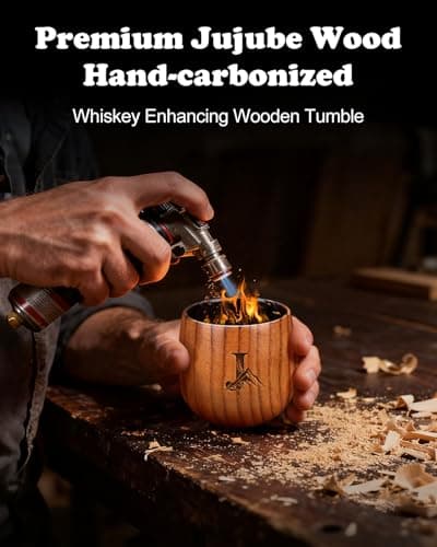 Birthday Gifts for Men Whiskey Glass, Bourbon Glass Gifts for Men Personalized Charred Wooden Bourbon Drinking Glass, Engraved Anniversary Groomsmen Gift for Men Dad Husband Him, Whiskey Tumbler Cup J - Thumbnail 4