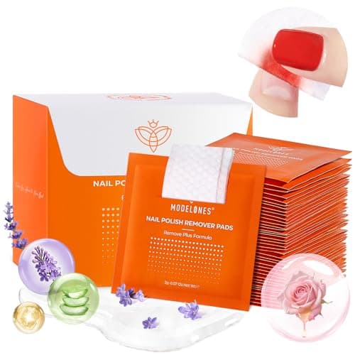 Modelones Nail Polish Remover Pads, Acetone Nail Polish Remover Wipes 50 PCS Professional Individually Wrapped Wet Wipes Easily & Quickly Rose Smell Glycerin Moisturizing Big Size Portable