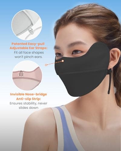 BENEUNDER UV Sun Protection Face Cover UPF50+ Breathable Cooling Neck Gaiter Scarf for Summer Outdoor Activities Reusable - Thumbnail 3