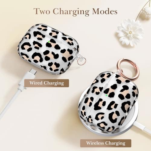 Delidigi Cute Leopard Print Case Compatible with AirPods Pro 3 Case with Keychain, Translucent TPU Protective Cover for Apple AirPods Pro 3nd Generation 2025, Two-Piece Snap-Fit - Thumbnail 6
