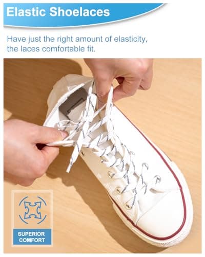 Neo-wows Elastic Shoe Laces, 2 Pairs No Tie Stretch Shoelaces for Sneakers, Slip On Laces for Kids & Adults - Thumbnail 3