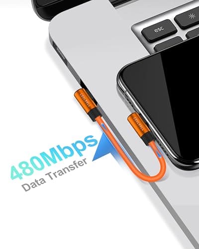 COOLSELL Silicone USB C Cable Short 1ft 90 Degree, 60W Fast Charging USB C to Type-C Cord Compatible with iPhone 16/15 Samsung Galaxy S23 S22 Google Pixel, iPad for Power Bank/Car/Office/Travel - Thumbnail 4