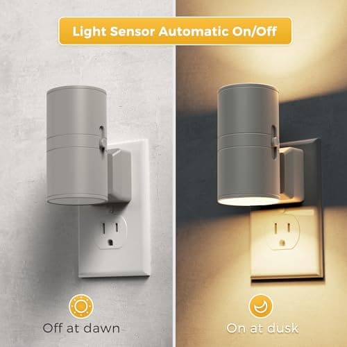 L LOHAS LED Night Light Plug in, 2 Pack, Night Lights Plug into Wall, Light Sensor, Cement Gray Housing, Soft White Nightlight, 3000K 100LM Dimmable Nightlights for Hallway Bedroom Stairway - Thumbnail 3