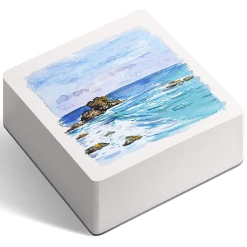 FLUNBRATO Watercolor Paper 80 Sheets, 4.7 x 4.7 Inch, 100% Cotton Cold Press Acid Free 140LB 300GSM,Glue Binding,Tearable Water Color Block Mixed Media for Practicing Watercolor,Painting Drawing
