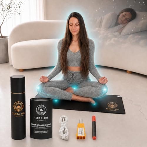 Terra Sol Grounding Mat for Feet - Premium 29x12.5in Earthing Mat for Pain Relief, Better Sleep & Inflammation Reduction - Yoga Grounding Pad with 15ft Cord & Safety Testers - Image 1