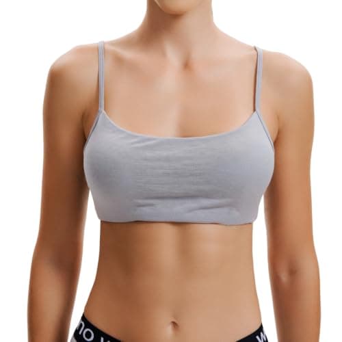 Fussybussy Women’s Merino Wool Spaghetti Strap Pullover Bra - Wireless Triangle Bralette with Removable Pads,Comfort Bra Light Grey - Image 1