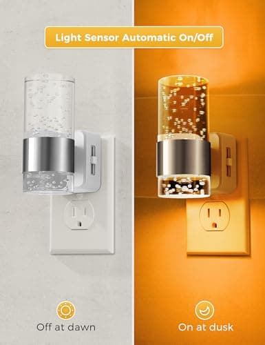 L LOHAS LED Night Light,Dimmable Night Lights Plug into Wall, Acrylic Nightlights with 0-100 LM Adjustable Brightness, Amber Plug in Night Light with Dusk to Dawn Sensor, for Bathroom Hallway - Thumbnail 2