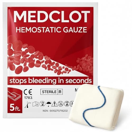 MEDCLOT clotting Gauze Z-Fold – Quick Clotting Hemostatic Dressing Stops Bleeding Fast –Hemostatic Gauze – Sterile Vacuum-Sealed First-Aid Essential for Outdoor, Hiking&Camping – 12/2029 expire 5ft - Image 1