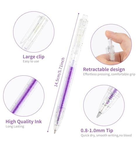 Joyask Glitter Gel Pens, 24 Colors Metallic Vibrant Retractable Sparkle Gel Pens for Coloring Journaling Drawing Doodling Colored Pen for Kids Adult Fun Pens 0.8-1mm - Thumbnail 3