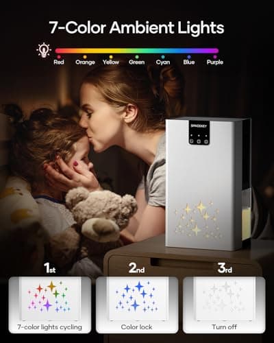 Dehumidifier, 95 OZ Water Tank Dehumidifiers for Home with Auto Shut Off, 1000 sq. ft. Dehumidifier for Bedroom Bathroom Basement Rv with 7 Color Light, Quiet Dehumidifiers with Sleep Mode - Thumbnail 4