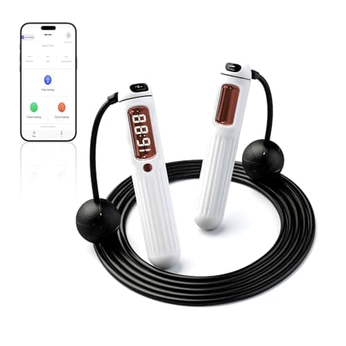 Smart Jump Rope,Cordless Jump Rope with LCD Display Counter,APP Data Analysis,Cordless Ball Counterweight Skipping Rope,Suitable for Women, Men, all Age Groups Adjustable Skipping Rope (White) - Image 1