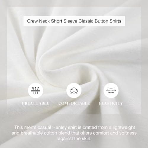 Dokotoo Men Men's Mens Henley Shirts Short Sleeve T Shirt Fashion Casual Basic Plain Cotton Tee Shirts White Small - Thumbnail 4