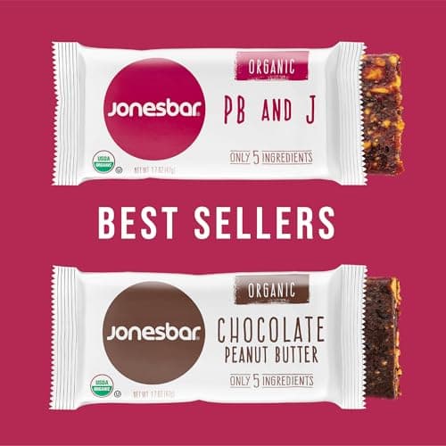 JONESBAR Organic Plant Based Protein Bars | Best Sellers, 24 Bars| Fruit & Nut Bar, Kosher, Gluten Free, Breakfast Bars, School Snacks, Vegan Snack & Healthy Snacks for Adults and Kids (Pack of 24) - Thumbnail 4