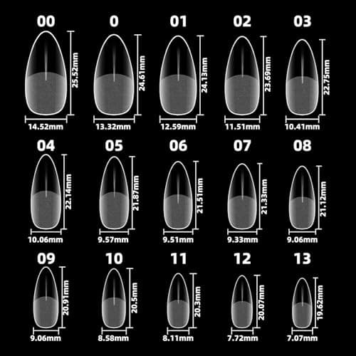 Woobena Short Almond Nail Tips, Short Gel Nail Tips 300Pcs 15Size Pre Etched Press On Nails Clear Acrylic Fake Nails Almond Shaped Full Cover Nails Extension Home Art DIY Salon - Thumbnail 5