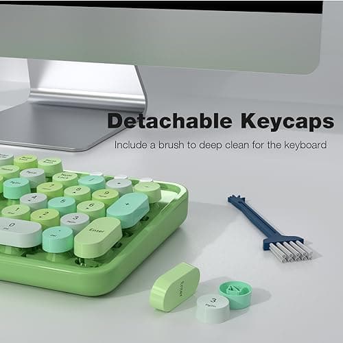 Dilter Wireless Keyboard and Mouse Combo, 104 Keys Full-Sized 2.4 GHz Round Keycap Colorful Keyboards, USB Receiver Plug and Play, for Windows, PC, Laptop, Desktop (Green Colorful) - Thumbnail 6