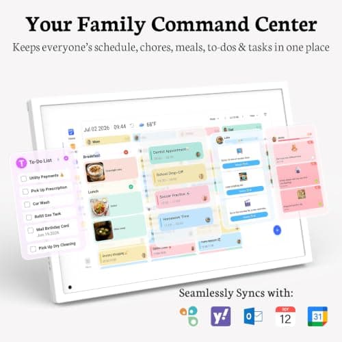 BSIMB 10.1 Inch Digital Calendar - Chore Chart, Meal Planner, Rewards System, Photo Display, Smart Electronic Calendar Touchscreen Interactive Display for Family Schedules Seamless Scheduling White - Thumbnail 2