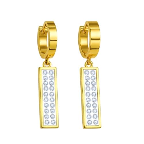 NFINITYRE Dangle Hoop Earrings for Women, 14K Gold Plated Hypoallergenic with Sparkling Cubic Zirconia, Lightweight Geometric Statement Jewelry for Daily Wear & Gifts - Image 1
