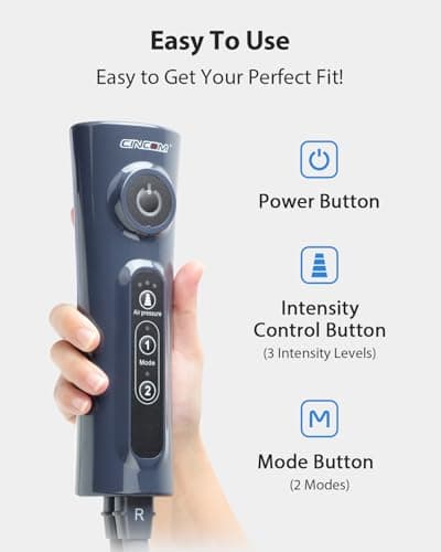 CINCOM Leg Massager for Circulation and Pain Relief, Air Compression Calf Massager with 2 Modes 3 Intensities Helpful for RLS Edema and Muscle Soreness - Thumbnail 5