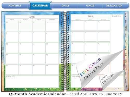 Tools4Wisdom Planner 2026-2027 - Dated April 2026-2027 June - Weekly Monthly Daily Academic Year Calendar with Stickers, Tabs, Pocket & Thick Paper - Spiral Bound 8.5x11 Hardcover - A6J7 - Patriotic Flag - Thumbnail 3