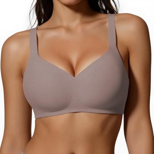 UIMERO 2026 Womens Wireless Bra Seamless Jelly Bras Full Coverage Supportive Comfortable No Underwire T-Shirt Everyday Bras Coffee - Image 1