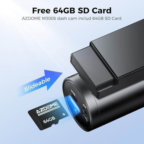 AZDOME M300S 4K Ultra HD Dual Dash Cam Front and Rear, Free 64GB Card, Built-in WiFi GPS Voice Control Car Camera, Night Vision, ADAS, 24 Hours Parking Monitor, Loop Recording (Matte Black) - Thumbnail 4