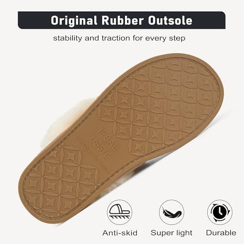 IPSAE House Slippers for Woman Fuzzy Bedroom Slip-on Slippers Scuff Soft Memory Foam Shoes Indoor - Thumbnail 6