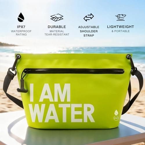 UOEPOWA Dry Bag, Waterproof Shoulder Bag 10.2x7.9x4.3 inches IPX8-rated, with Removable and Adjustable Shoulder Strap. Holds Phone, Wallet, and More. Ideal for Swimming, Diving, and Camping（Pea green） - Thumbnail 2