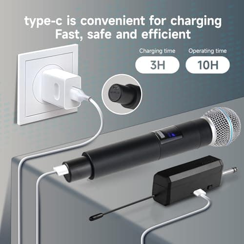 Loewieta Professional Wireless Microphone for Podcast, Karaoke & Singing – 2.4GHz Portable Dynamic Mic with 150ft Range, 8H Battery,Micrófono Inalámbrico for Streaming & Live Performance - Thumbnail 4