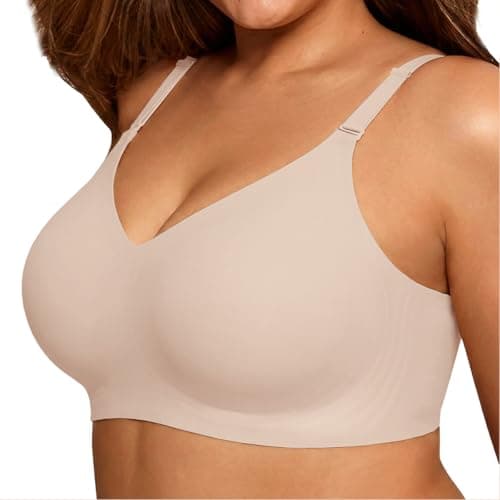 COCOMARTS Jelly Bras for Women No Underwire Push Up Seamless Supportive Plunge Bra Full Coverage Comfortable Bralettes Nude 3X-Large - Image 1