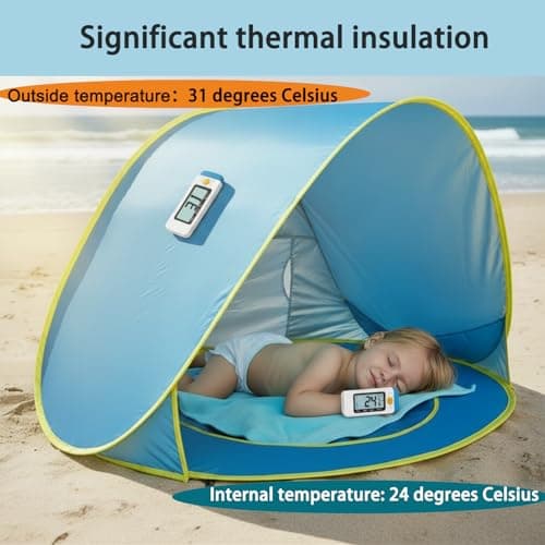 Baby Beach Tent with Pool, Pop Up Beach Tent Sun Shade for Infant Toddlers, Portable UV Protection Shade with Carry Bag for Outdoor Travel, Camping - Thumbnail 5
