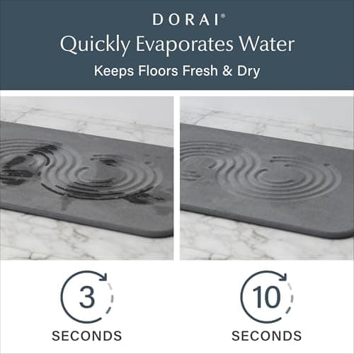 Dorai Home Bath Stone Mat 23.6"x15.4" (2-Pack) – Quick-Dry, Non-Slip Diatomite Stone Bath Mat for Bathroom, Zen Slate - Thumbnail 2