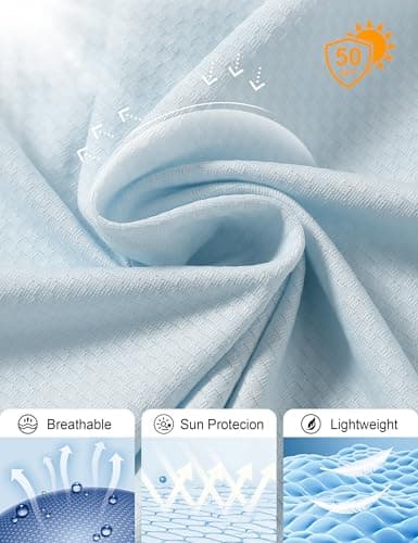 Women's UPF 50+ UV Sun Protection Clothing Long Sleeve Athletic Hiking Shirts Lightweight SPF Zip Up Outdoor Jacket (Blue,M) - Thumbnail 6