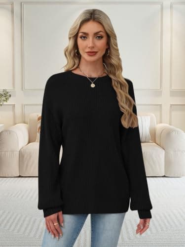 Womens Sweaters Early Fall Fashion Clothing 2025 Long Sleeve Shirts Cowboy Chic Sweatshirts Chocolate Clothes Casual Plus Size Blouses Christmas Tops Trendy School Outfits for Teachers Black X-Large - Thumbnail 5