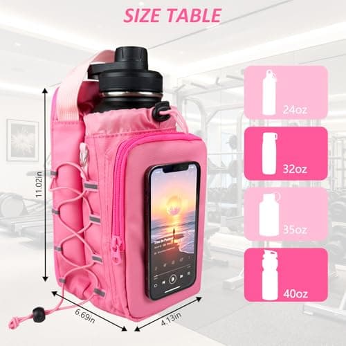 JACZZO Magnetic Gym Bag, Water Bottle Holder,Hands-Free Phone Mount,Gym Gifts for Women and Men (Pink) - Thumbnail 4