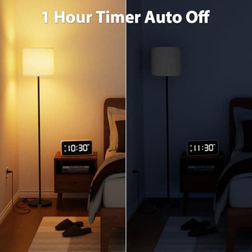Keepsmile Dimmable Floor Lamps for LivingRoom with 12W LED Bulb, Foot Switch, Remote Custom Color Temperature Floor Light, Linen Shade Standing Lamps, Modern Tall Lamp for Office Bedroom Kid Room - Thumbnail 5