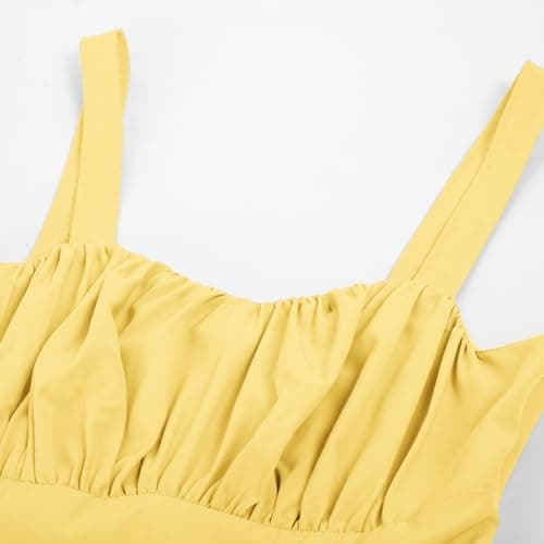 Belle Poque Pastel Yellow Dress for Women 2026 Summer Sleeveless Flowy Midi Sundress Vintage Corset Milkmaid Dress Small - Thumbnail 2