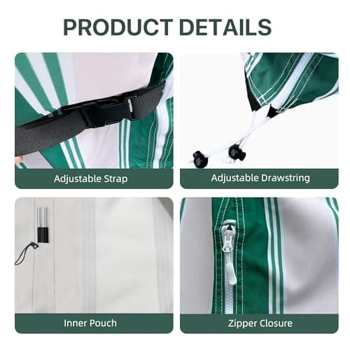 DEER LAND Patio Umbrella Cover, Waterproof Outdoor Umbrella Cover, PU-Coated Polyester Parasol Umbrella Cover with Zipper, Adjustable Strap and a Support Pole, UPF 50+ Windproof Design - Thumbnail 3