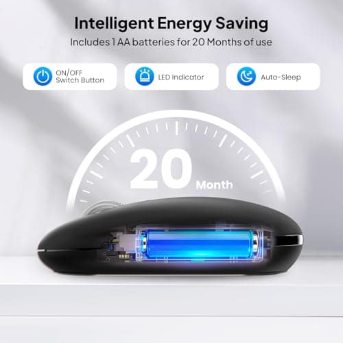 Wireless Bluetooth Mouse,USB+BT×2,Slim Pebble Multi Device Small Travel Mice,Metal 4 Way Super Scrolling,± 3000 DPI,8 Buttons,Quiet,Portable,Long Battery for Laptop,Computer,Tablet,Mac,iPad,PC,Phone - Thumbnail 5