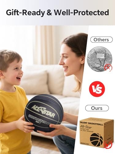 ALLINCOZY Covered Silent Basketball, Fabric Cover Soft Foam Airless Basketball, High Bounce, Noise-Free Training Ball, Gifts Packaging, Safe for Indoor Activities - Thumbnail 4