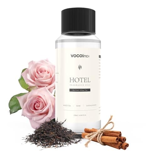 VOCOlinc Hotel Collection Diffuser Oil - White Tea - Inspired by Luxury Five Star Hotel Lobby Scent Oil for Waterless Oil Diffusers, Luxurious Scents of White Tea, Rose, and Sandalwood (4.06 OZ) - Image 1