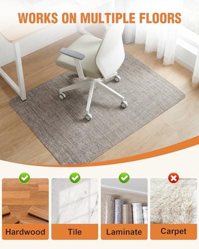 Carvapet Office Chair Mat for Hardwood Floor, 36x48 Inch Heavy Duty Floor Protector, Non Slip Desk Chair Mat for Rolling Computer Gaming Chairs, Easy to Clean Light Brown - Thumbnail 3