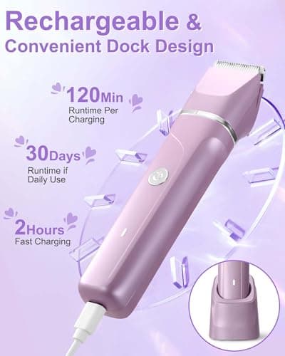 Electric Razors for Women 2 in 1 Bikini Trimmer for Women Flawless for Facial Hair Removal, Body & Legs, Waterproof Cordless Razors for Women with USB Charging Base, Perfect Self-Care Gift for Her - Thumbnail 4