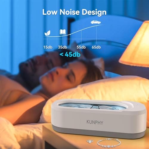 KUNPHY Ultrasonic Jewelry Cleaner, Jewelry Cleaner Machine 12oz 46KHz, Professional Sonic Cleaner with One-Touch Operation, Sonic Cleaner for Rings, Glasses, Jewelry, Dentures White - Thumbnail 6