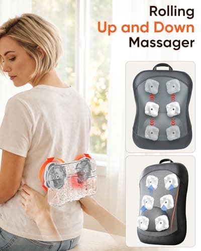 Musugy Back Massager for Pain Relief Deep Tissue : Rolling Up and Down, Not Just 4 Fixed Spots, Lower Back Massager with Heat, Shiatsu Kneading Massage for Office Home Use - Thumbnail 3