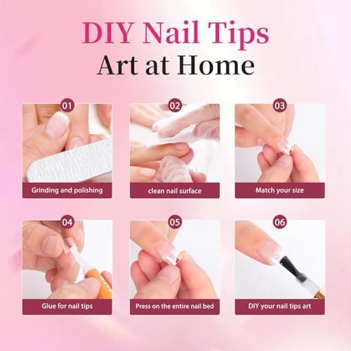 Buqikma Short Square Pre-Etched Soft Gel Nail Tips with Handle Half Cover False Nails, 600PCS 12 Sizes French Tip Clear Acrylic Nail Tips for DIY Manicure Salon - Thumbnail 4