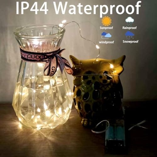 AurNyvaMay 6 Pack Fairy String Lights with Timer, 2AA Battery Operated, IP65 Waterproof, 20 Warm White LED Copper Wire for Indoor Outdoor Decor - Thumbnail 3