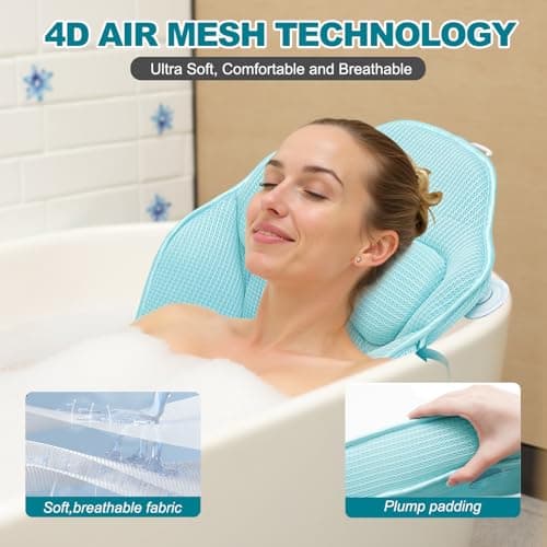 Full Body Bath Pillow for Bathtub - Extra Long 61’’ Bath Pillows for Tub, Ergonomic 4D Air Mesh Tub Pillow with Head, Neck & Lumbar Support, Bathtub Pillow Spa Cushion with Non-Slip Suction Cups - Thumbnail 4