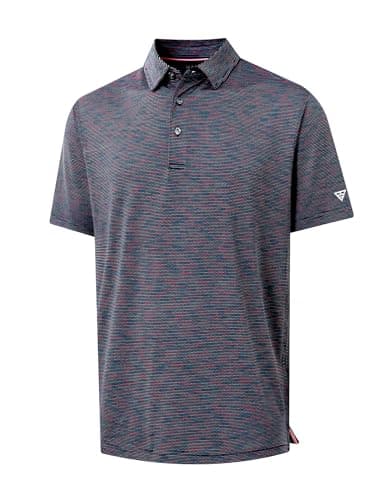 M MAELREG Mens Polo Shirts Short Sleeve Performance Dry Fit Striped Casual Sports Tennis Golf Shirts for Men - Image 1