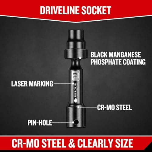 9-Piece 1/2'' Drive Driveline Limited Clearance Socket Set, 12-Point Metric Impact Swivel Socket Set, Cr-Mo Steel with Storage Case for Automotive & Industrial - Thumbnail 3